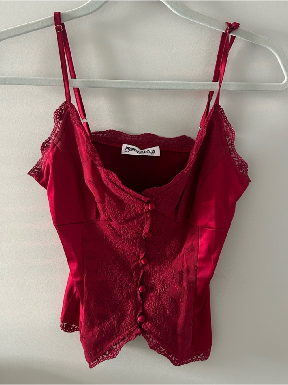Princess Polly Satin Deep Red Juliana Top